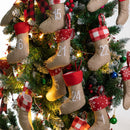Advent Calendar Linen Christmas Stockings Socks Garland, 24 Pcs