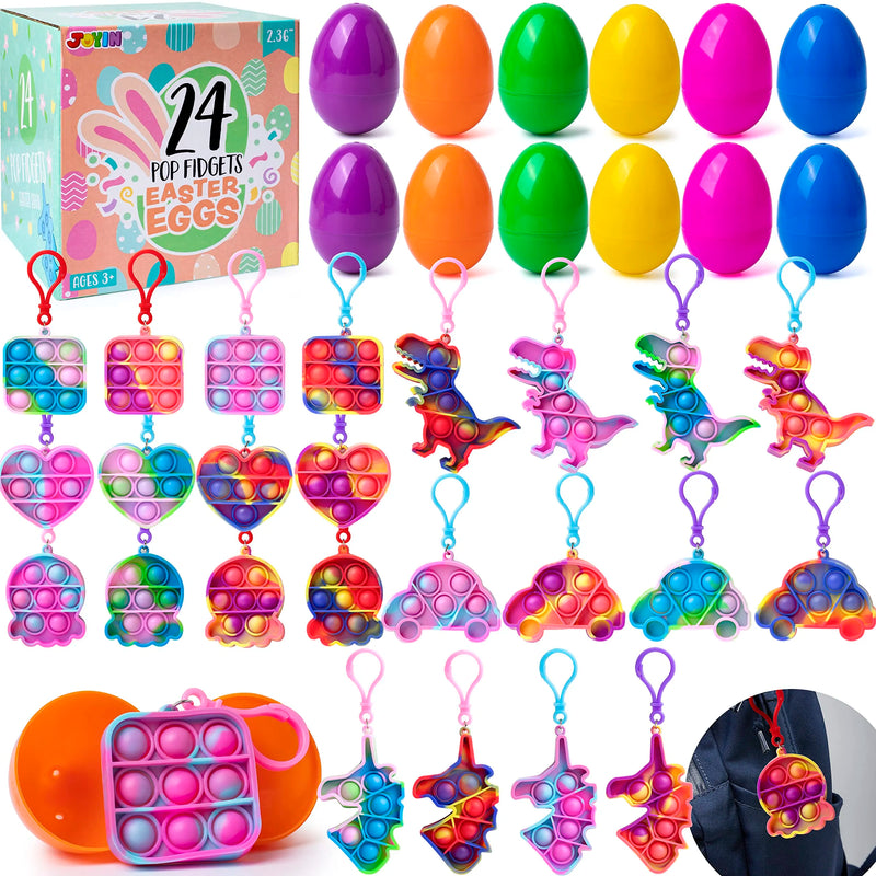 24Pcs Popping Keychain Toys Prefilled Easter Eggs