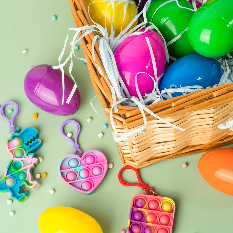 24Pcs Popping Keychain Toys Prefilled Easter Eggs