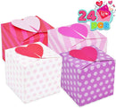 24Pcs Valentines Heart Shape Repeated Pattern Treat box for Kids