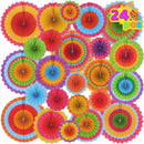 24 Colorful Hanging Paper Fan