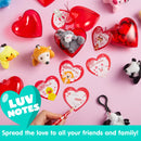 24Pcs Animal Plush Toy Key Chain filled Heart Box with Valentines Day Cards for Kids-Classroom Exchange Gifts