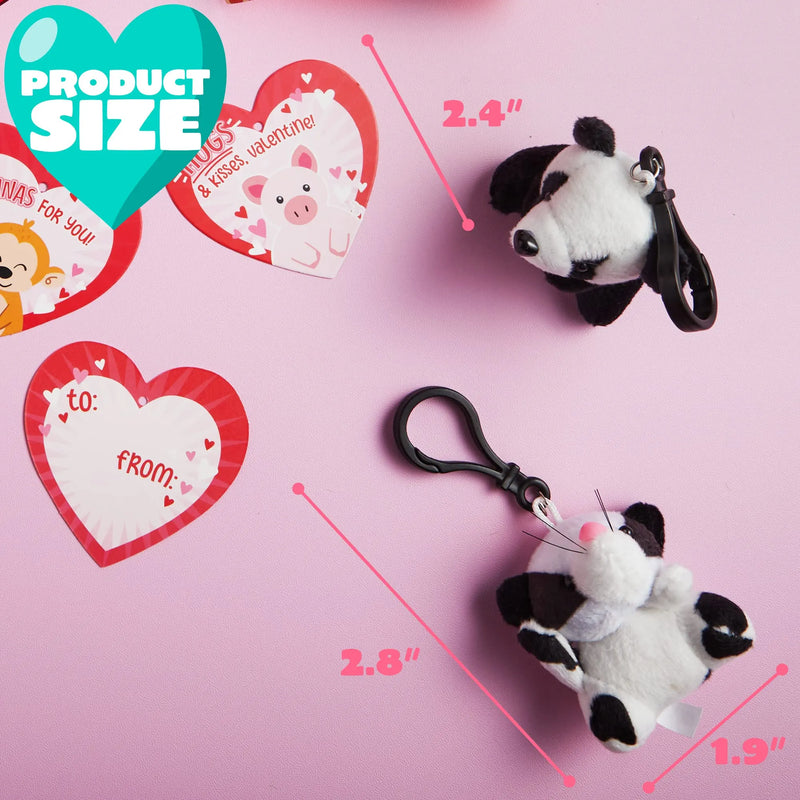 24Pcs Animal Plush Toy Key Chain filled Heart Box with Valentines Day