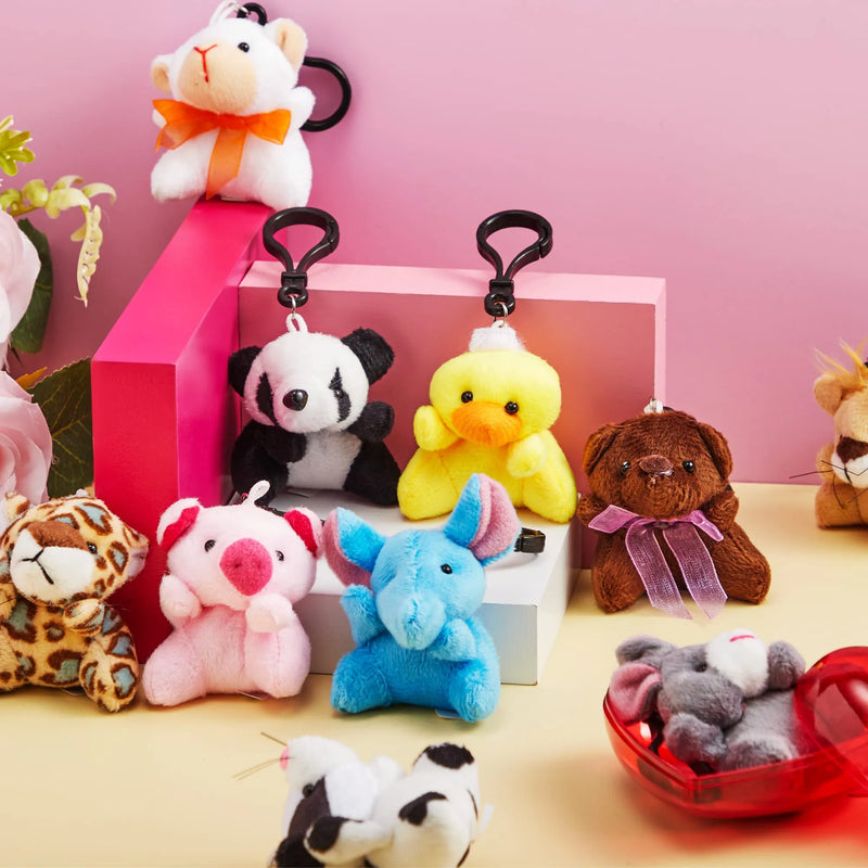 24Pcs Animal Plush Toy Key Chain filled Heart Box with Valentines Day