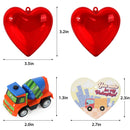 24Pcs Construction Vehicle with Heart Shells with Valentines Day Cards for Kids-Classroom Exchange Gifts