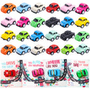 24Pcs Kids Valentines Cards with Pull Back Car Vehicle Toys-Classroom Exchange Gifts