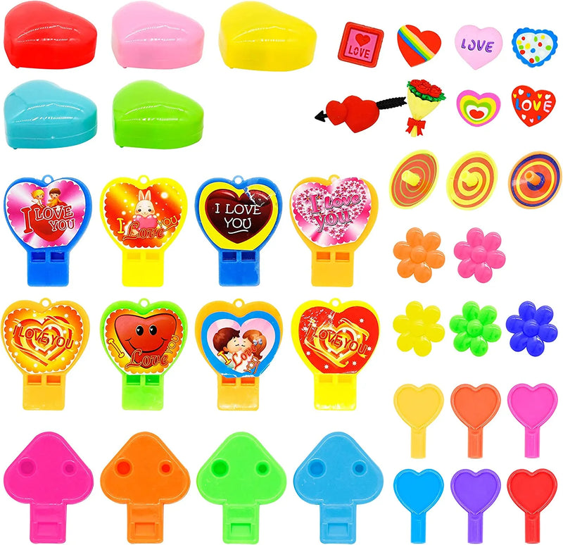 24Pcs Theme Filled Hearts with Valentines Day Cards for Kids-Classroom Exchange Gifts