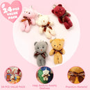 24Pcs Kids Valentines Cards with Mini Keychain Bear Plush Toys in Boxes-Classroom Exchange Gifts