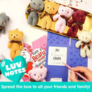 24Pcs Kids Valentines Cards with Mini Keychain Bear Plush Toys in Boxes-Classroom Exchange Gifts