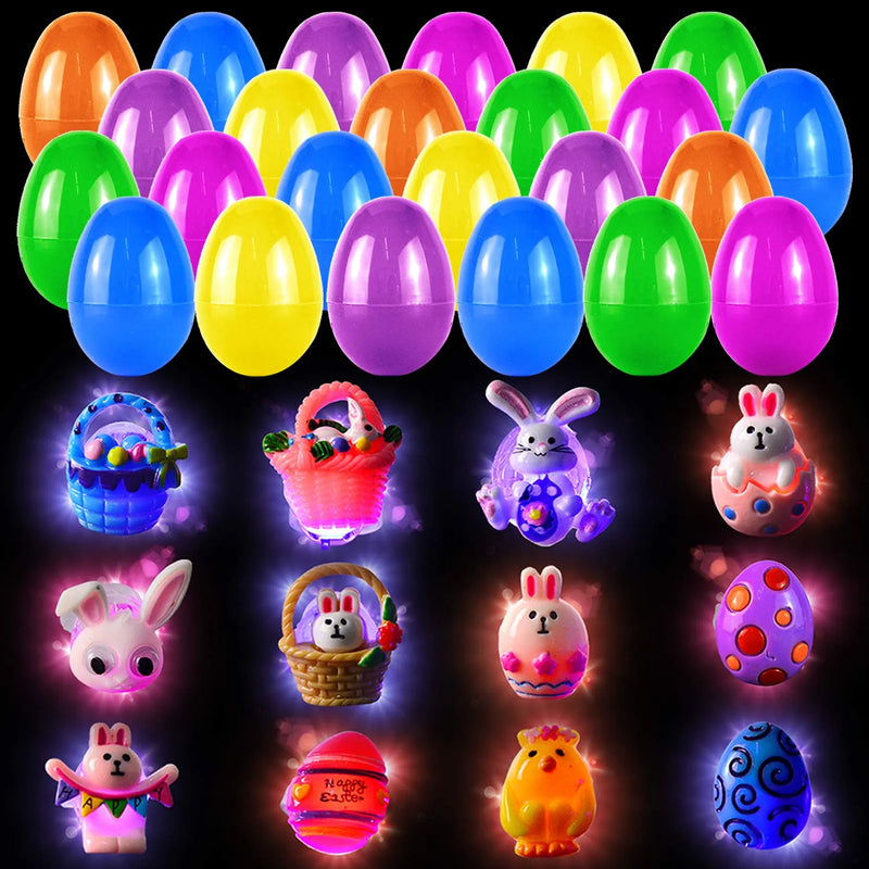 24Pcs Light Up Rings Prefilled Easter Eggs