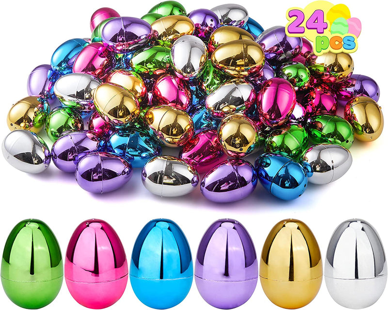 24Pcs Metallic Easter Egg Shells 2.3in