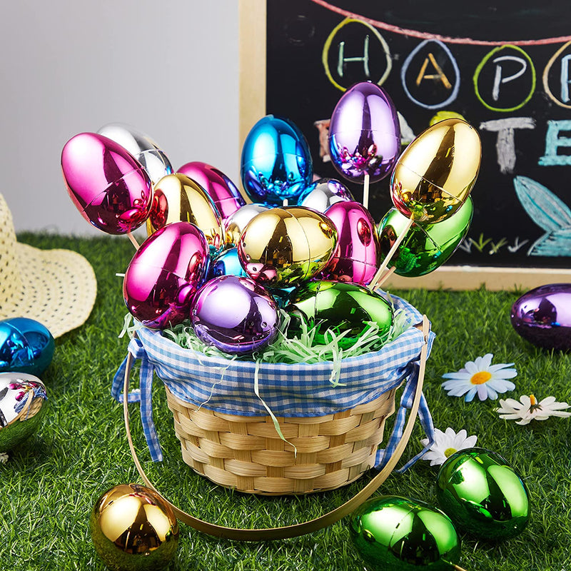 24Pcs Metallic Easter Egg Shells 3.15in