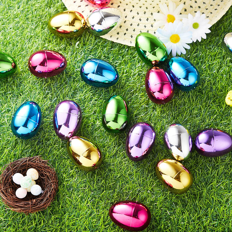 24Pcs Metallic Easter Egg Shells 3.15in