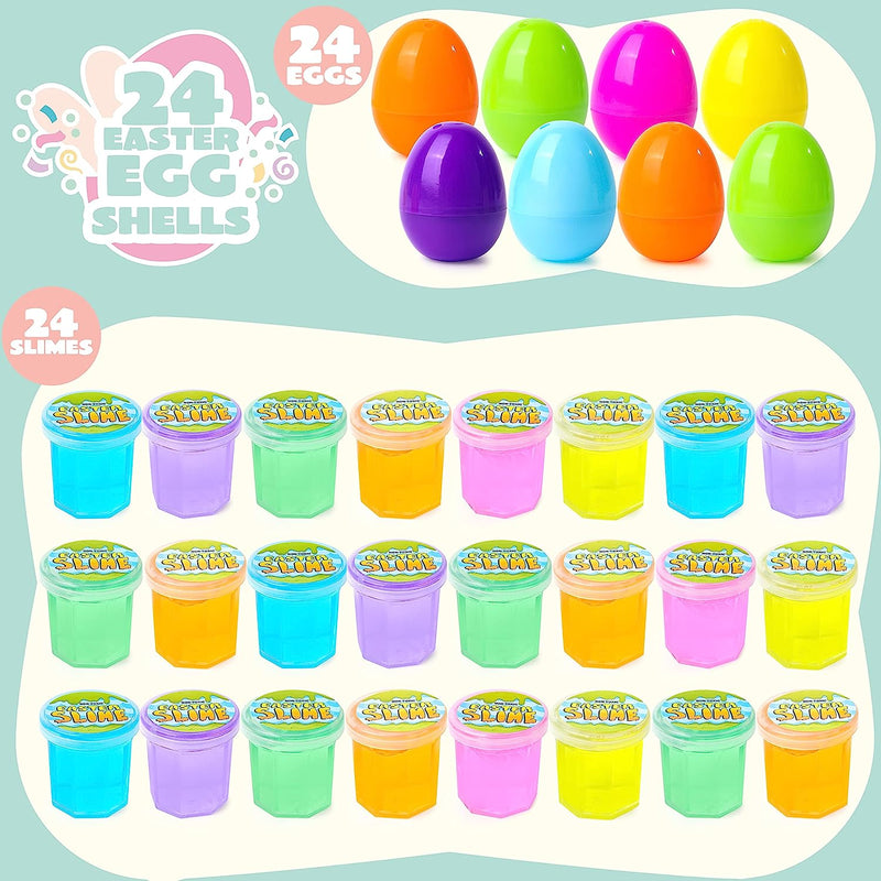24Pcs Mini Glitter Putty Slime Prefilled Easter Eggs 2.36in