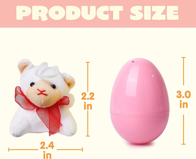 24Pcs 3in Mini Satiated Animal Plush Toys Prefilled Easter Eggs for Easter Egg Hunt