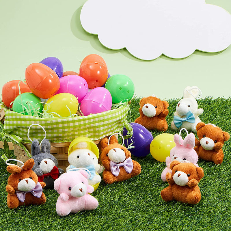 24Pcs Plush Bunnies and Bears Prefilled Easter Egg 2.23in