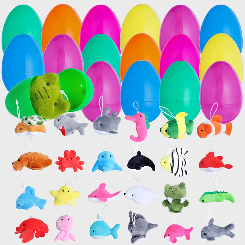 24Pcs Sea Animal Plush Toys Prefilled Easter Eggs 3in