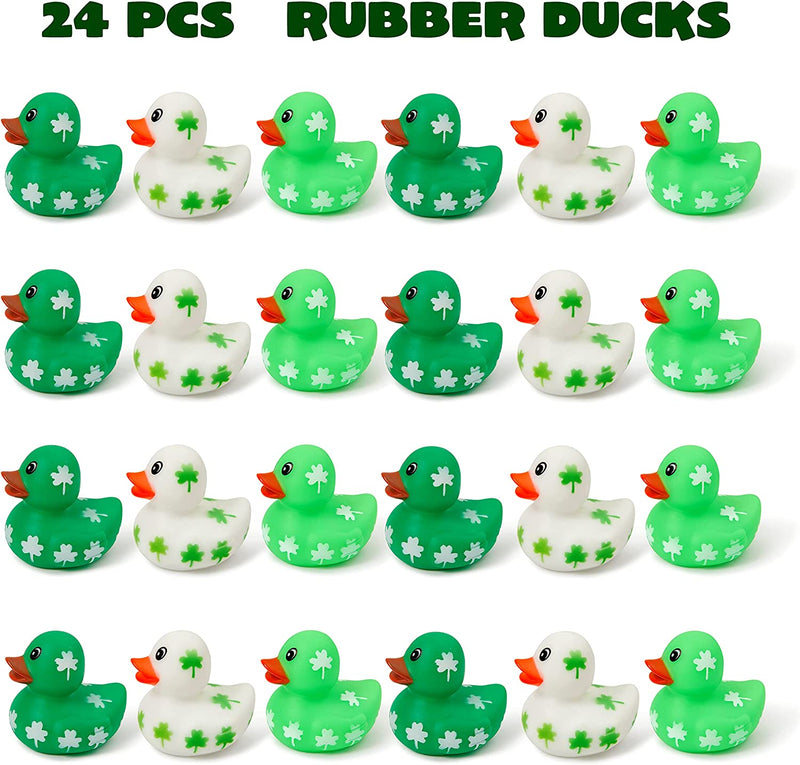 24Pcs St. Patrick's Day Rubber Ducks Bulk