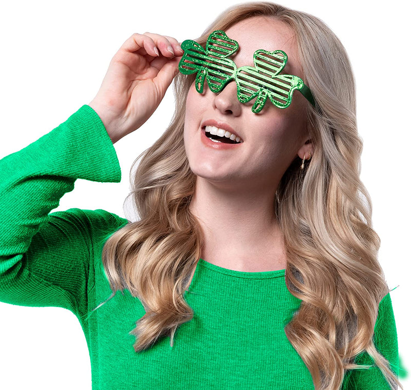 24Pcs St. Patrick's Day Shamrock Glitter Glasses