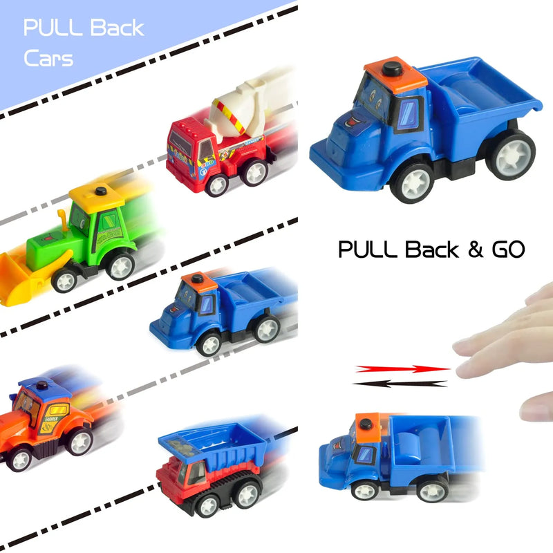 24Pcs Pull Back Construction Vehicles Prefilled Easter Eggs 3.2in