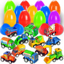 24Pcs Pull Back Construction Vehicles Prefilled Easter Eggs 3.2in