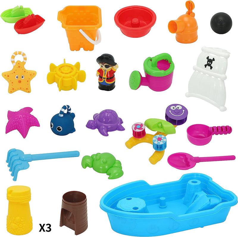 25Pcs Beach Sand Toys Pirate Ship Water Table