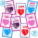 28Pcs Heart Shaped Slime with Valentines Day Cards for Kids-Classroom Exchange Gifts