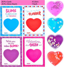 28Pcs Heart Shaped Slime with Valentines Day Cards for Kids-Classroom Exchange Gifts