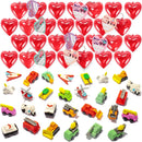 28Pcs Vehicle Eraser Filled Hearts Set with Valentines Day Cards for Kids-Classroom Exchange Gifts