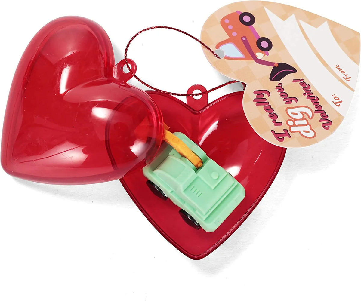 Valentine Vehicle Eraser Filled Hearts Set(28 Pack )-joyin