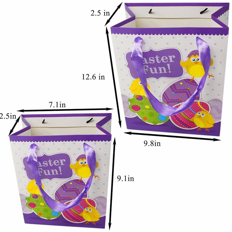 Easter Day Party Gift Bags for Easter Party Favors (8 large and 8 medium sizes), 16-Piece Set