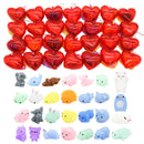 28Pcs Mochi Squishy Toys Prefilled Hearts with Kids Valentines Cards