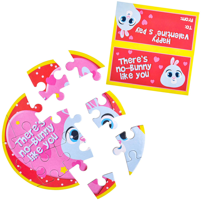 28Pcs Animal Jigsaw Puzzle Set with Valentines Day Cards for Kids-Classroom Exchange Gifts