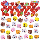 28Pcs Animal Pull Back Cars Filled Hearts with Valentines Day Cards for Kids-Classroom Exchange Gifts