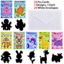 28Pcs Animal Scratch off Cards with Sticks and White Envelopes