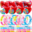 28Pcs Filled Heart with Bracelet and Valentines Day Cards for Kids-Classroom Exchange Gifts