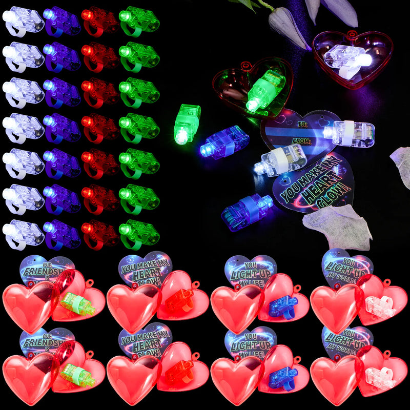 Led Heart Card 28Pcs Finger Light LED Heart Shell Filled Hearts with Valentines Day C