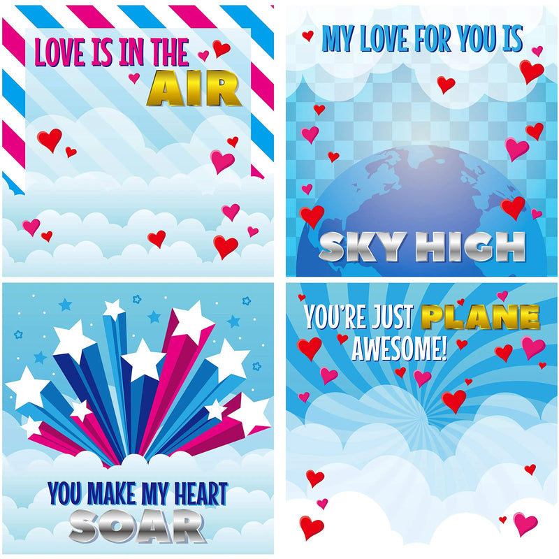 28Pcs Foam Airplanes with Valentines Day Cards for Kids-Classroom Exchange Gifts