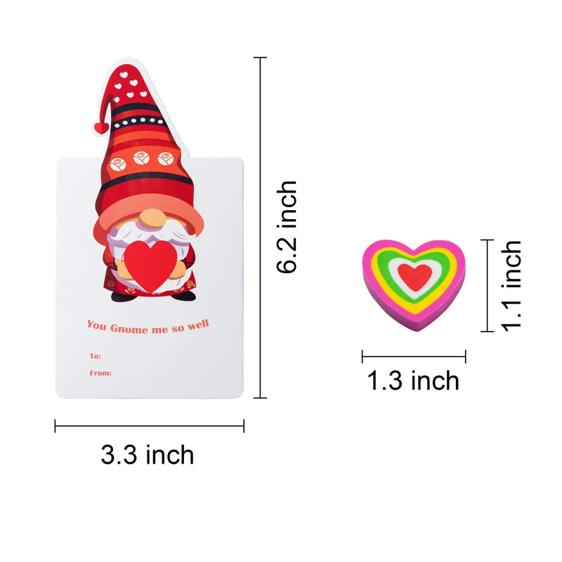 28Pcs Heart Erasers with Valentines Day Cards for Kids-Classroom Exchange Gifts