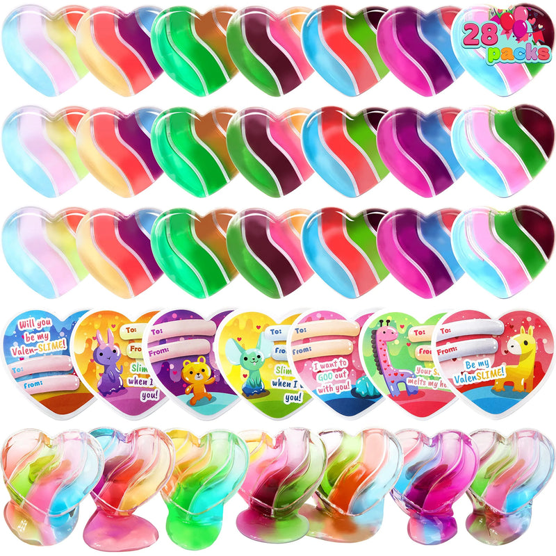 28Pcs Heart Multicolor Slime with Stickers