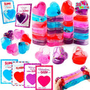 28Pcs Heart Shaped Slime with Valentines Day Cards for Kids-Classroom Exchange Gifts