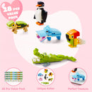 28Pcs Animal Building Blocks with Kids Valentines Cards