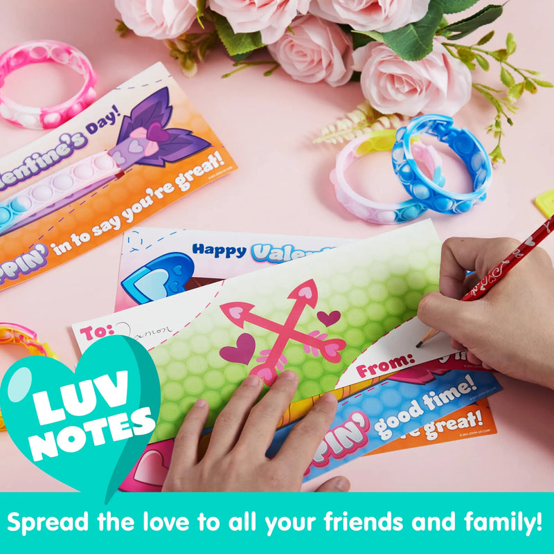 28Pcs Kids Valentines Cards with push bubble Bracelet-Classroom Exchange Gifts