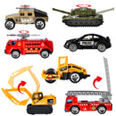 28Pcs Kids Valentines Cards with DieCast City Vehicles Toys-Classroom Exchange Gifts