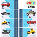 28Pcs Kids Valentines Cards with DieCast City Vehicles Toys-Classroom Exchange Gifts