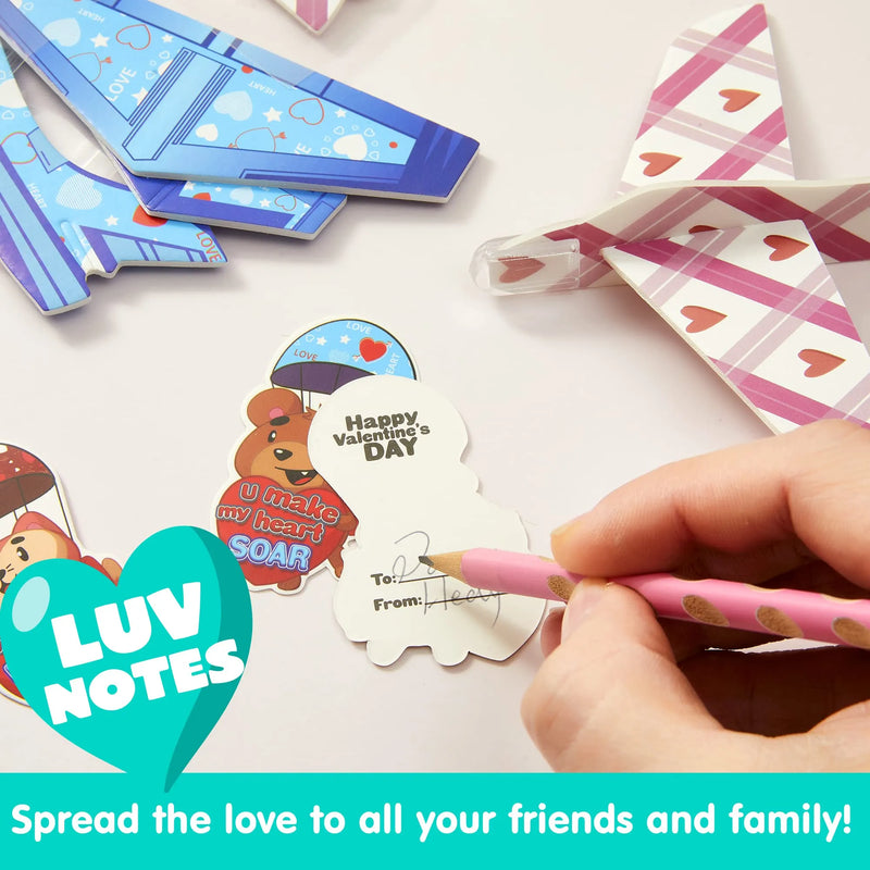28Pcs Kids Valentines Cards with Foam Airplanes-Classroom Exchange Gifts