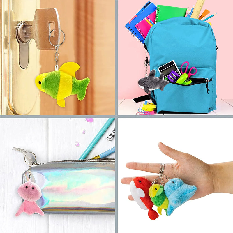 28Pcs Mini Keychain Plush Animal Toys with Kids Valentines Cards