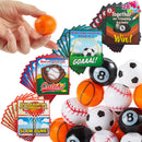 28Pcs Kids Valentines Cards with Mini Sport Balls-Classroom Exchange Gifts