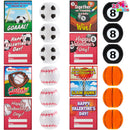 28Pcs Kids Valentines Cards with Mini Sport Balls-Classroom Exchange Gifts