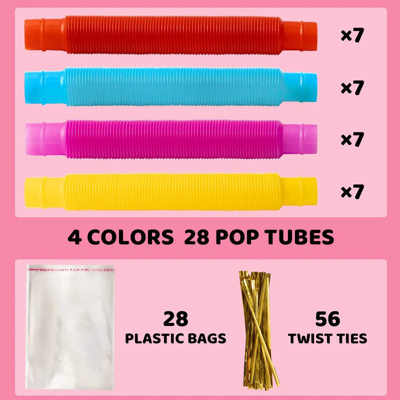 28Pcs Kids Valentines Cards with push bubble Tube-Classroom Exchange Gifts